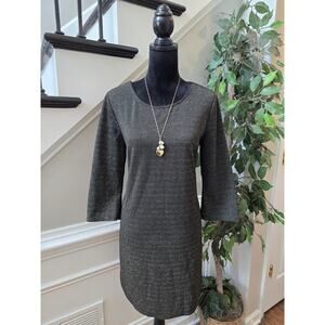 Tacera Shift Dress PXL Olive Green Stretch Scoop 3/4 Sleeve Casual Curved Hem